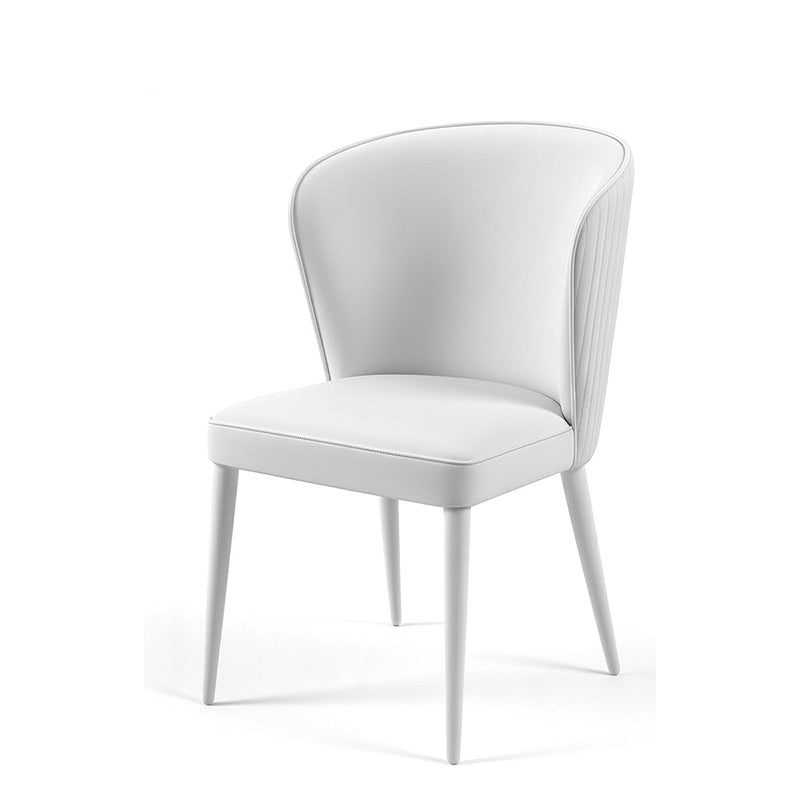 White BEKY modern upholstered dining chair 45-degree front angle view