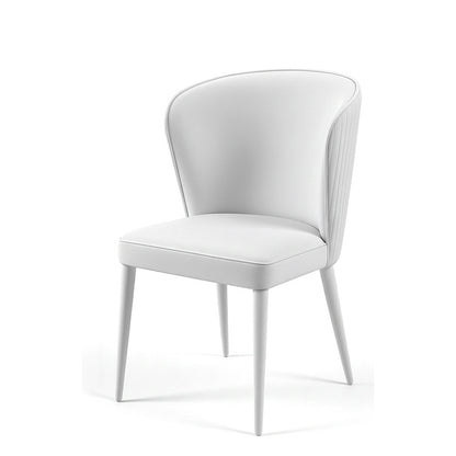 White BEKY modern upholstered dining chair 45-degree front angle view