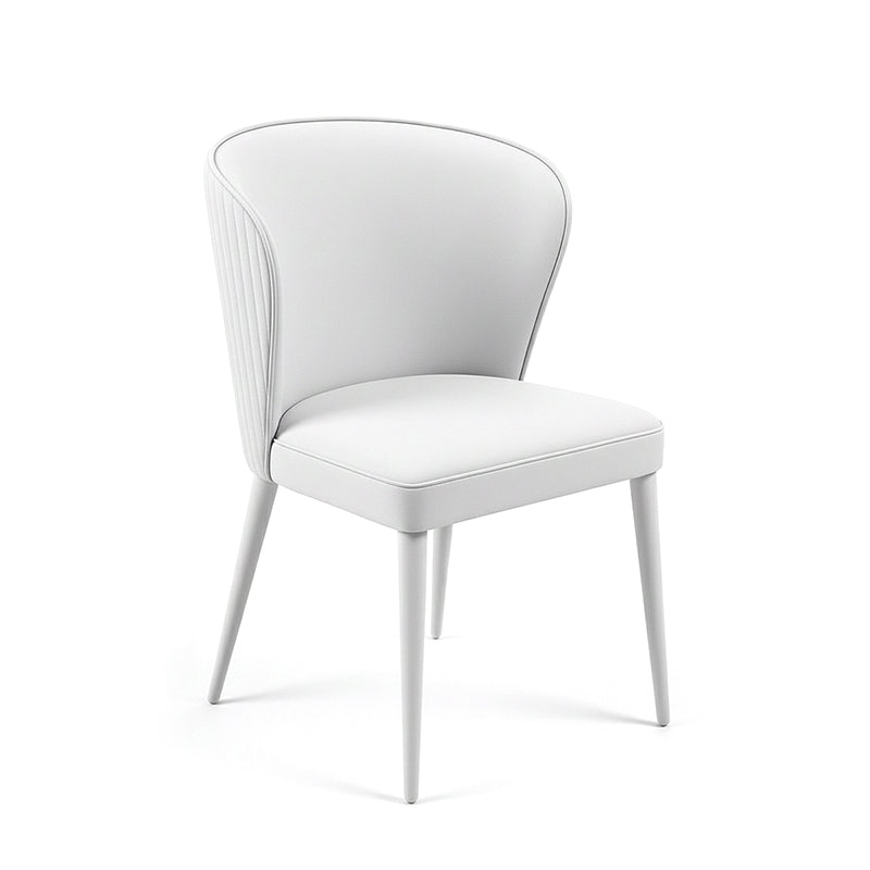 White BEKY modern upholstered dining chair front angle view