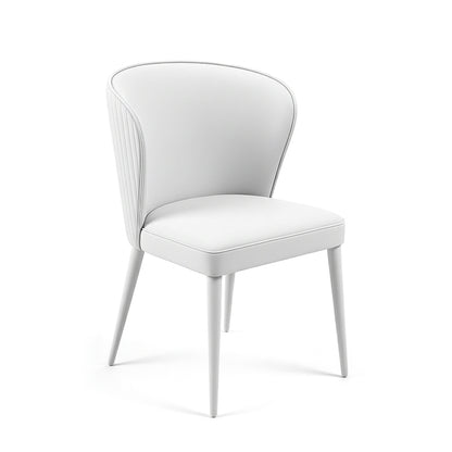 White BEKY modern upholstered dining chair front angle view