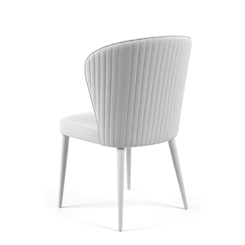 White BEKY modern upholstered dining chair back angle view