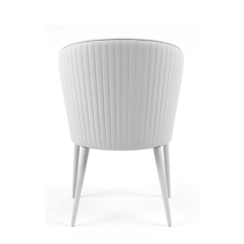 White BEKY modern upholstered dining chair back view