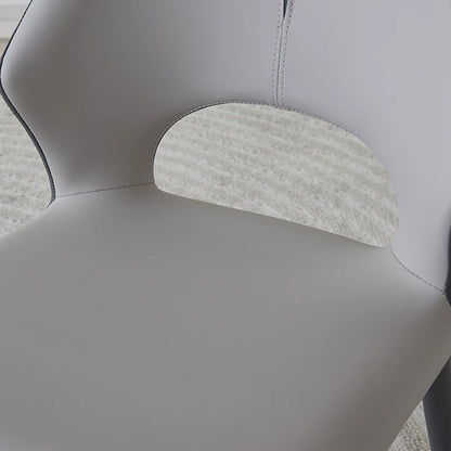 Detail shot of MYRIN upholstered chair padded faux leather seat