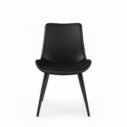 SADE Modern Dining Chair-Synthetic Leather Seat with Black Metal Legs