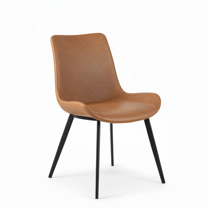 SADE Modern Dining Chair-Synthetic Leather Seat with Black Metal Legs