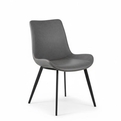 SADE Modern Dining Chair-Synthetic Leather Seat with Black Metal Legs