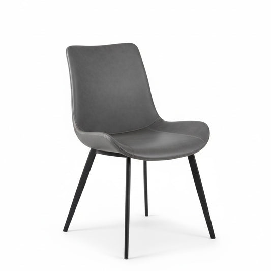 SADE Modern Dining Chair-Synthetic Leather Seat with Black Metal Legs