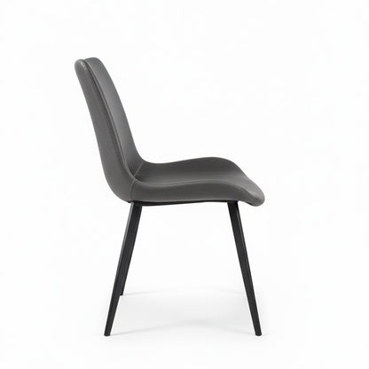 SADE Modern Dining Chair-Synthetic Leather Seat with Black Metal Legs