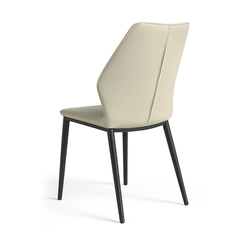 Beige LYRAN minimalist upholstered dining chair back angle view