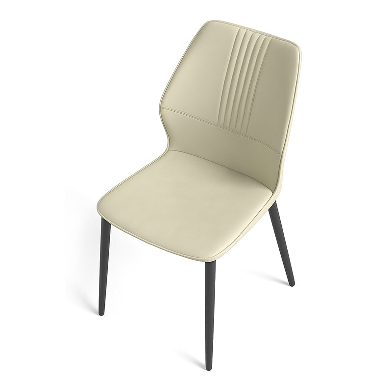 Beige LYRAN minimalist upholstered dining chair top view