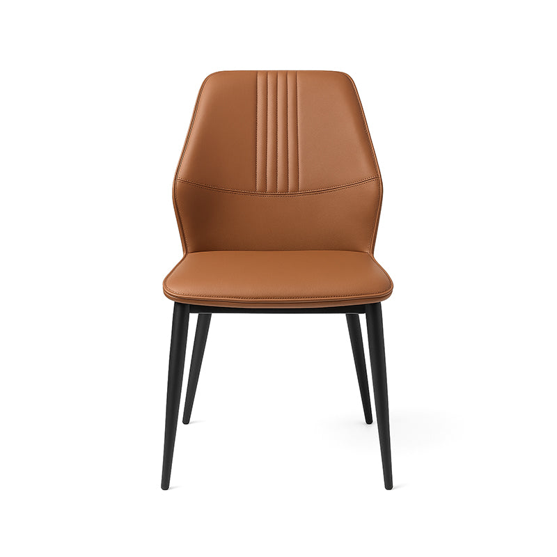 Orange LYRAN minimalist upholstered dining chair front view
