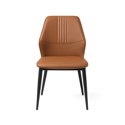 Orange LYRAN minimalist upholstered dining chair front view