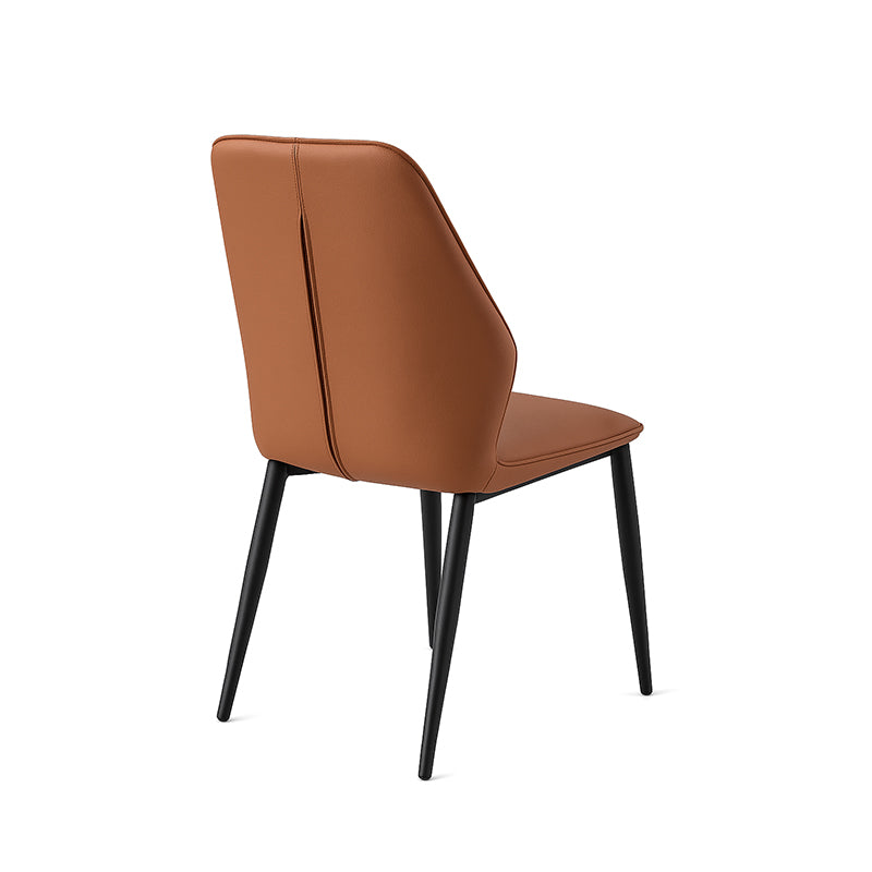 Orange LYRAN minimalist upholstered dining chair back angle view