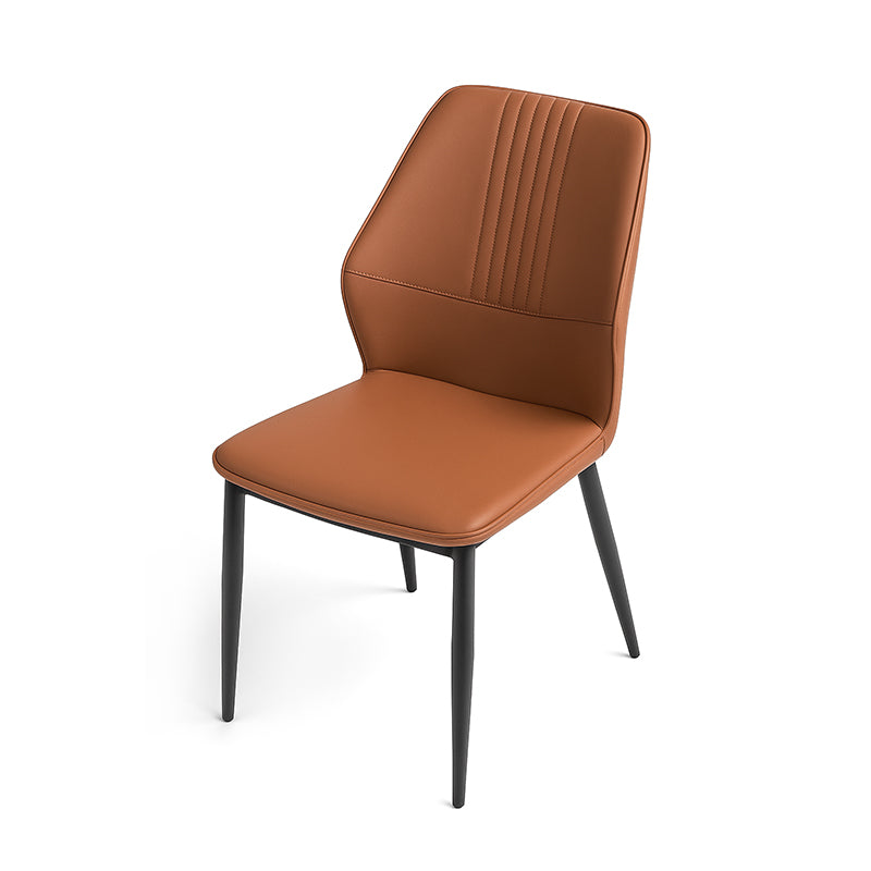 Orange LYRAN minimalist upholstered dining chair top view
