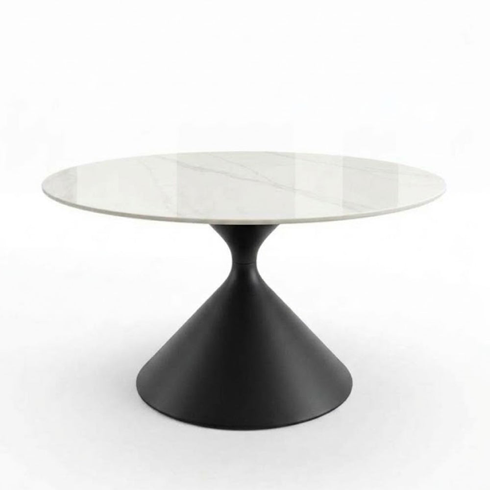 SANKOK Sintered Stone Round Coffee & Side Table | Modern Pedestal Base