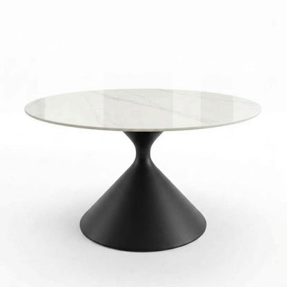 SANKOK Sintered Stone Round Coffee & Side Table | Modern Pedestal Base