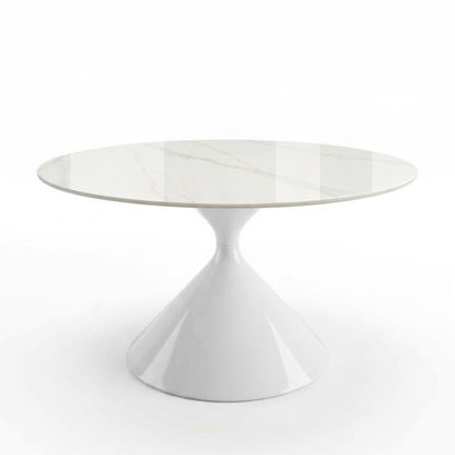 SANKOK Sintered Stone Round Coffee & Side Table | Modern Pedestal Base