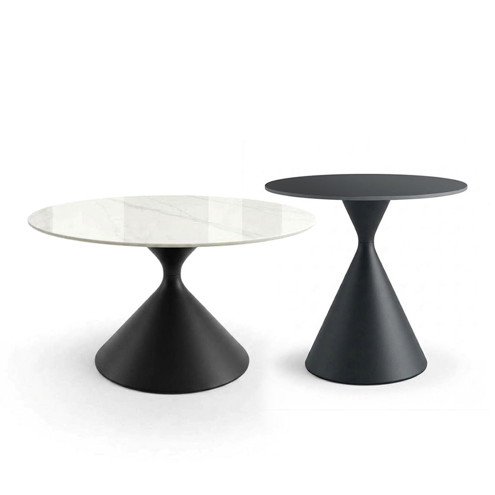 SANKOK Sintered Stone Round Coffee & Side Table | Modern Pedestal Base
