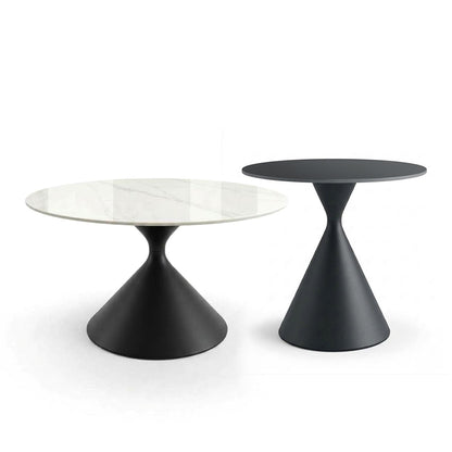 SANKOK Sintered Stone Round Coffee & Side Table | Modern Pedestal Base