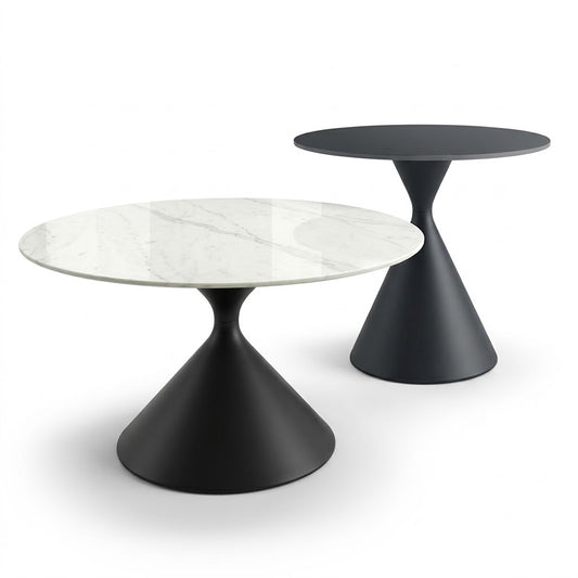 SANKOK Sintered Stone Round Coffee & Side Table | Modern Pedestal Base