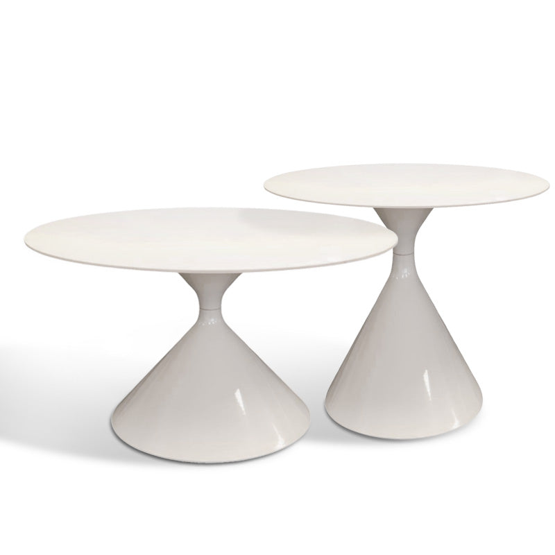 SANKOK Sintered Stone Round Coffee & Side Table | Modern Pedestal Base