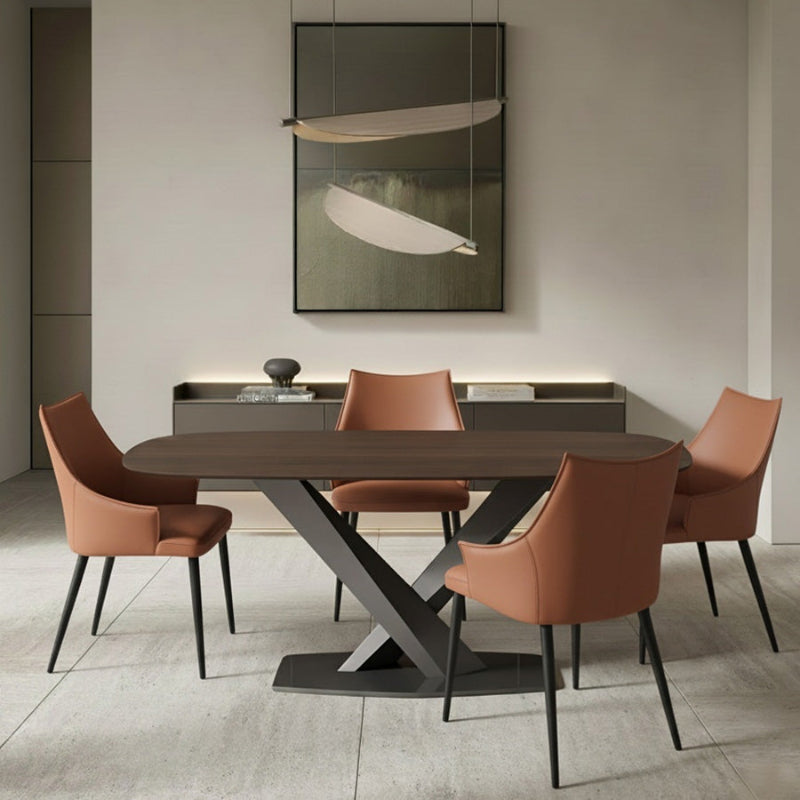Squircle AXILON dining table scene – Brown SORREN Dining Chair in modern Toronto home interior