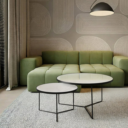 KRON Nested Coffee Table Set – Modern Minimalist Glass & Metal