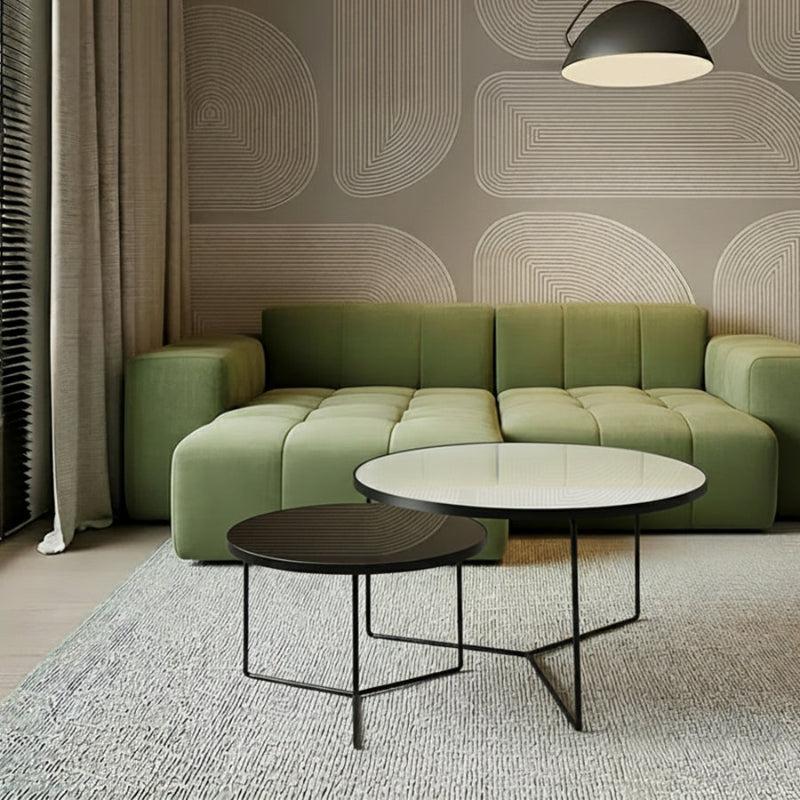 KRON Nested Coffee Table Set – Modern Minimalist Glass & Metal