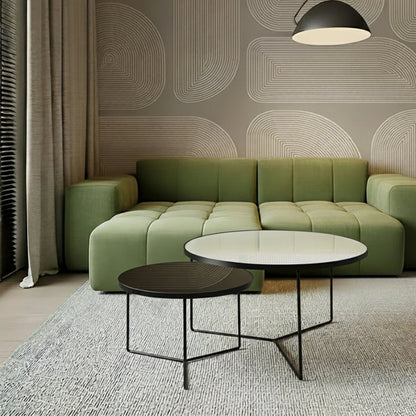 KRON Nested Coffee Table Set – Modern Minimalist Glass & Metal