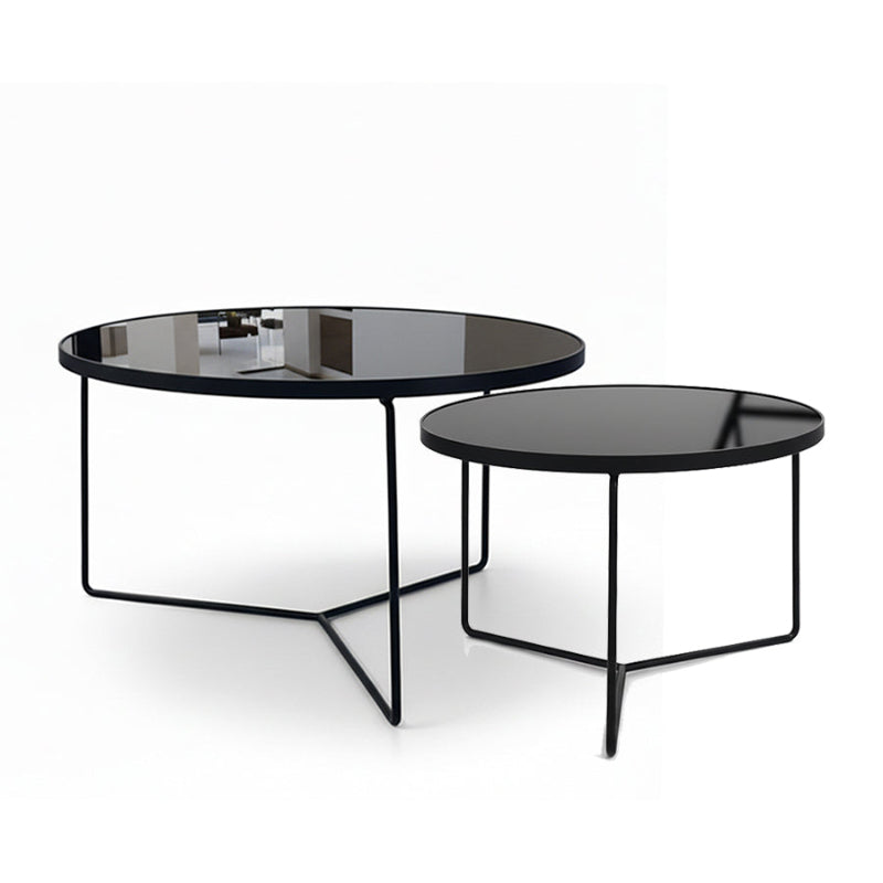 KRON Nested Coffee Table Set – Modern Minimalist Glass & Metal