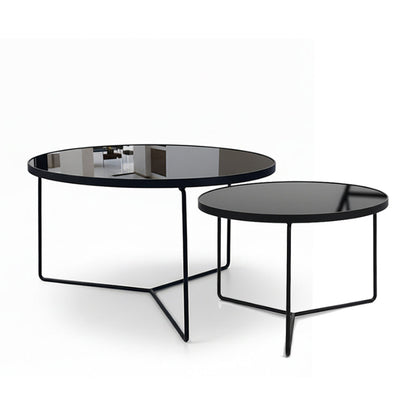 KRON Nested Coffee Table Set – Modern Minimalist Glass & Metal