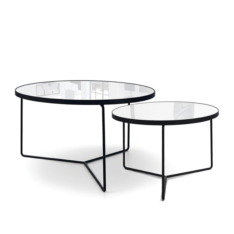 KRON Nested Coffee Table Set – Modern Minimalist Glass & Metal