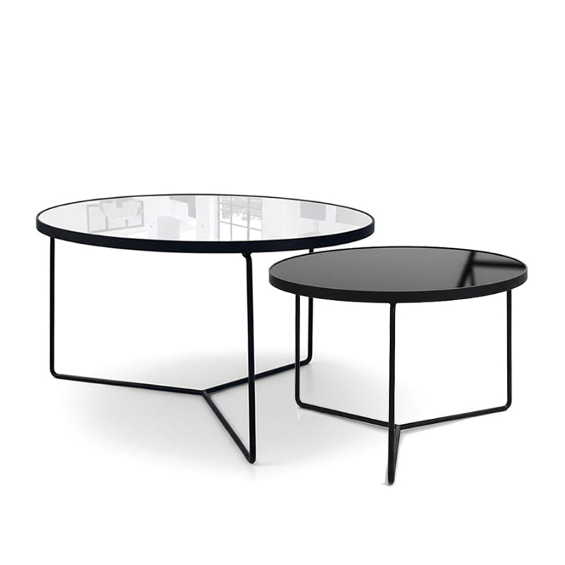KRON Nested Coffee Table Set – Modern Minimalist Glass & Metal