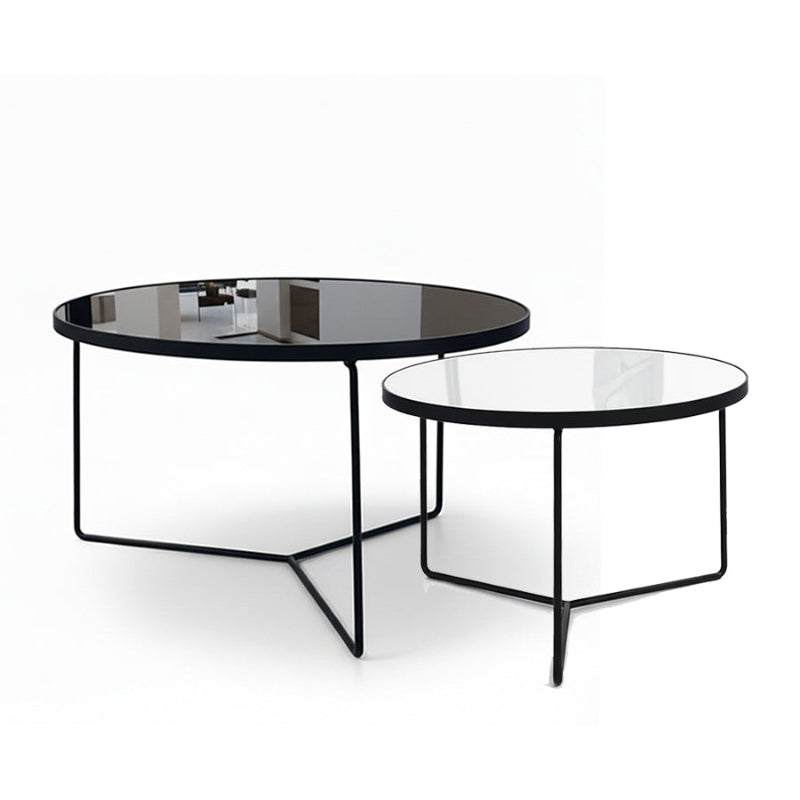 KRON Nested Coffee Table Set – Modern Minimalist Glass & Metal