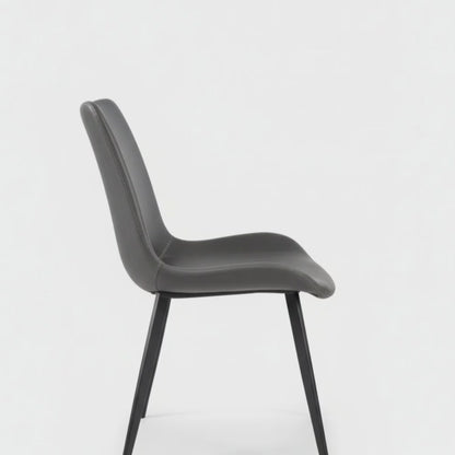 SADE Modern Dining Chair-Synthetic Leather Seat with Black Metal Legs