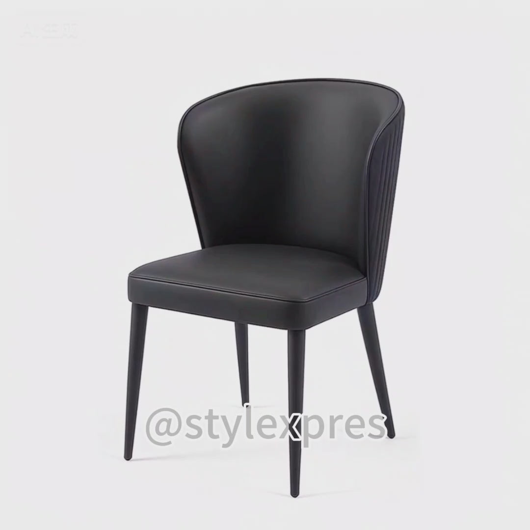 Video of White BEKY modern upholstered dining chair front angle view