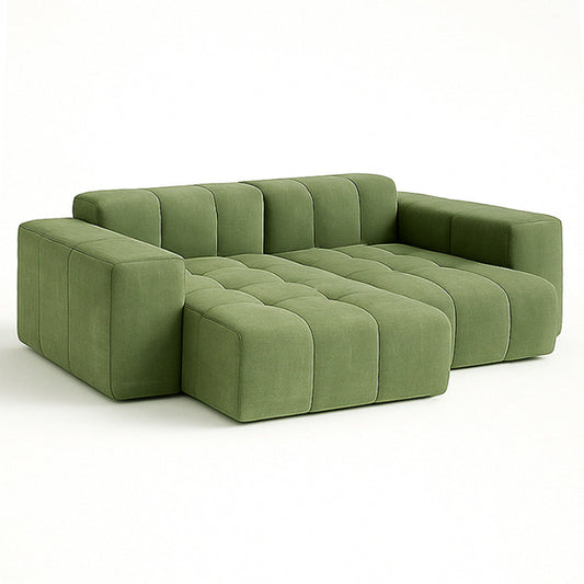 BUCKLOE Sectional Sofa – Upholstered Sofa with Tufted Seat and Chaise Lounge