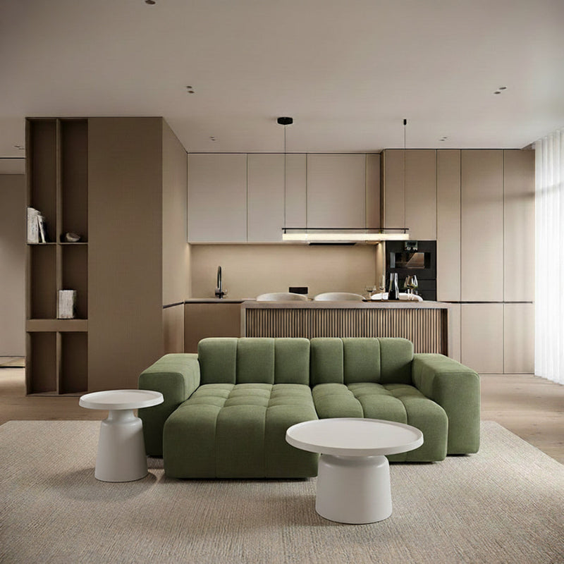 BUCKLOE Sectional Sofa – Upholstered Sofa with Tufted Seat and Chaise Lounge