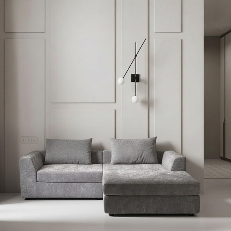 LINO Sectional Sofa – Gray, Beige & Light Green Sectional with Chaise Lounge, Modern Living Room Sofa