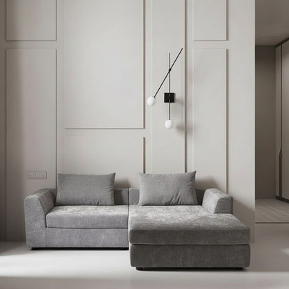 LINO Sectional Sofa – Gray, Beige & Light Green Sectional with Chaise Lounge, Modern Living Room Sofa