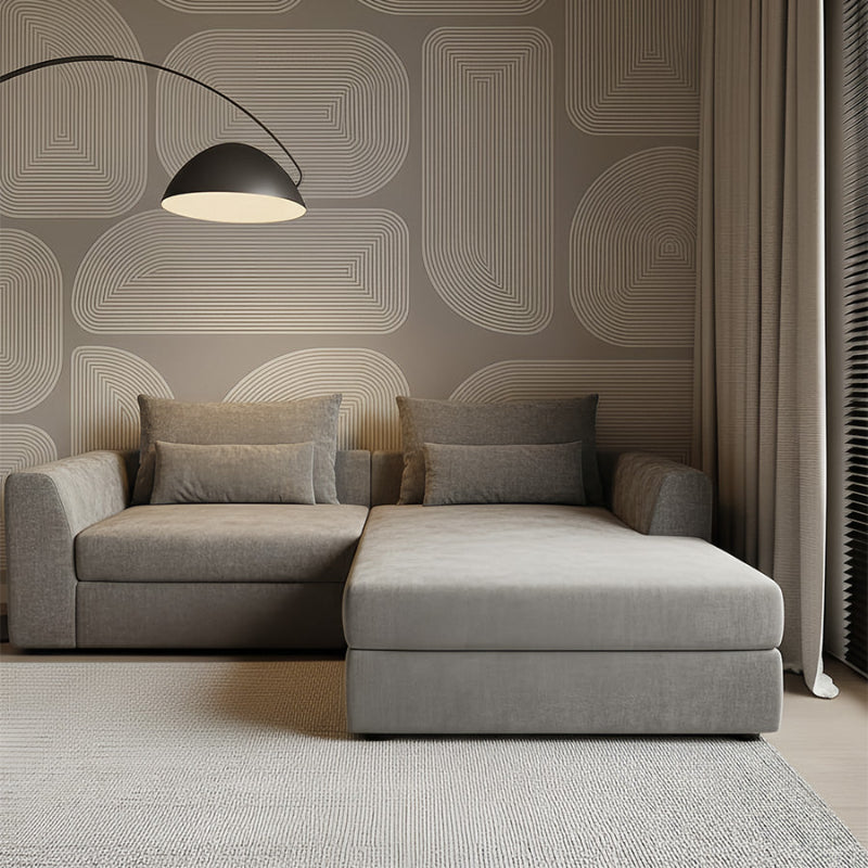 LINO Sectional Sofa – Gray, Beige & Light Green Sectional with Chaise Lounge, Modern Living Room Sofa