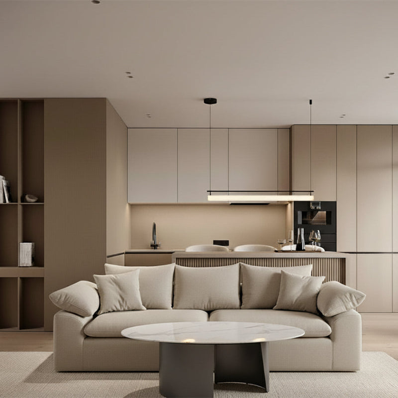 OVALARC Oval Ceramic Coffee Table – White Marble Porcelain & Brushed Grey Steel