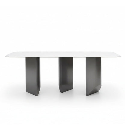 200cm ceramic dining table front view isolated on white background.