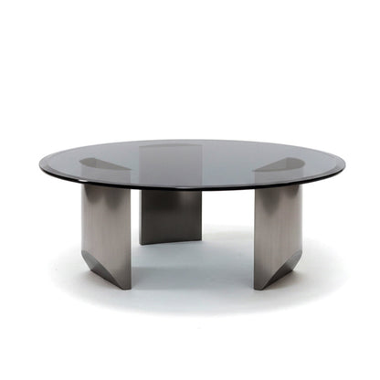 BVEL Modern Glass Table Collection – Grey Tempered Glass with Matte Grey Sculptural Legs