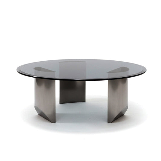 BVEL Modern Glass Table Collection – Grey Tempered Glass with Matte Grey Sculptural Legs