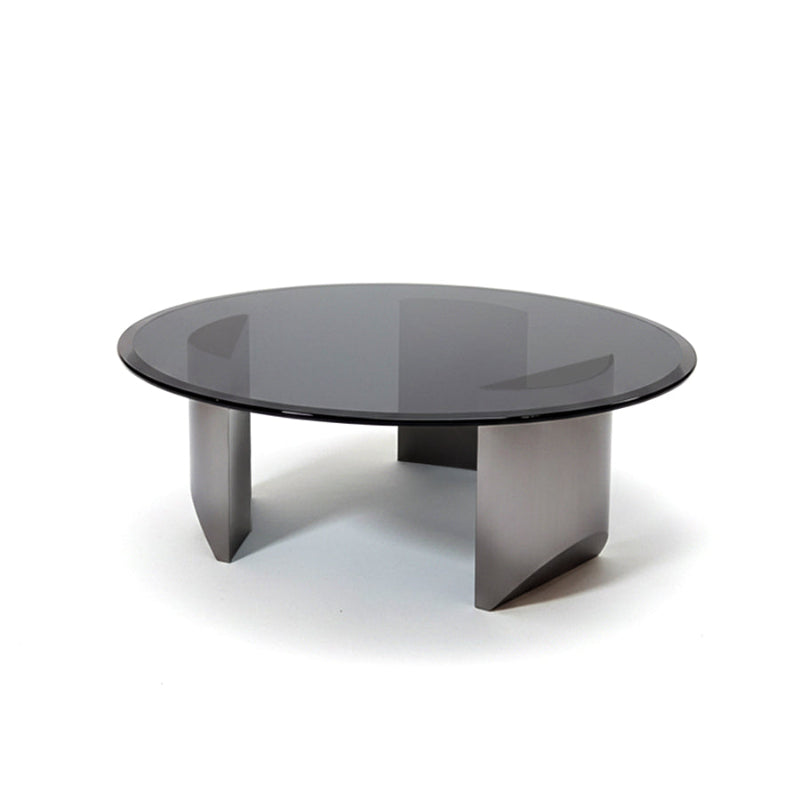 BVEL Modern Glass Table Collection – Grey Tempered Glass with Matte Grey Sculptural Legs
