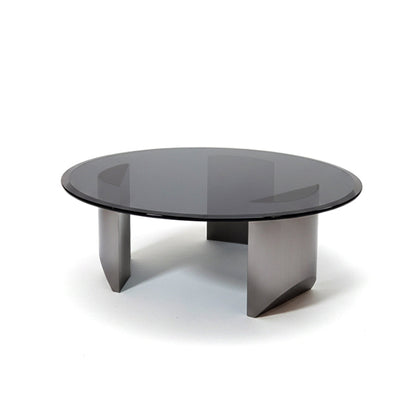 BVEL Modern Glass Table Collection – Grey Tempered Glass with Matte Grey Sculptural Legs