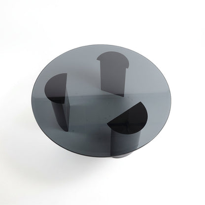 BVEL Modern Glass Table Collection – Grey Tempered Glass with Matte Grey Sculptural Legs