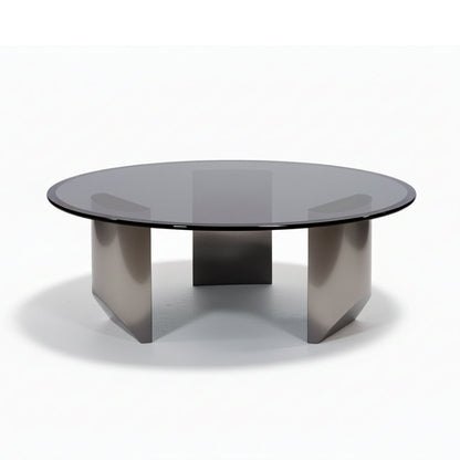BVEL Modern Glass Table Collection – Grey Tempered Glass with Matte Grey Sculptural Legs