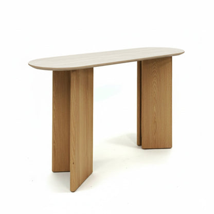 TRIVARA Modern Console Table – Sintered Stone Top & Oak Wood Veneer Base